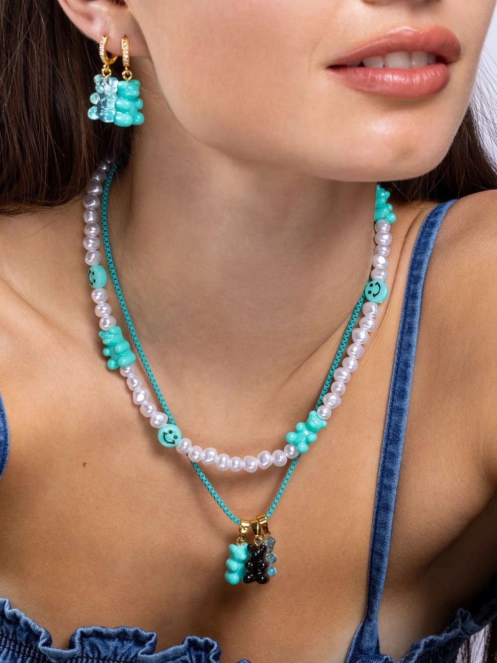 Crystal Haze Nostalgia Bear Hoop Earrings - Set of 2